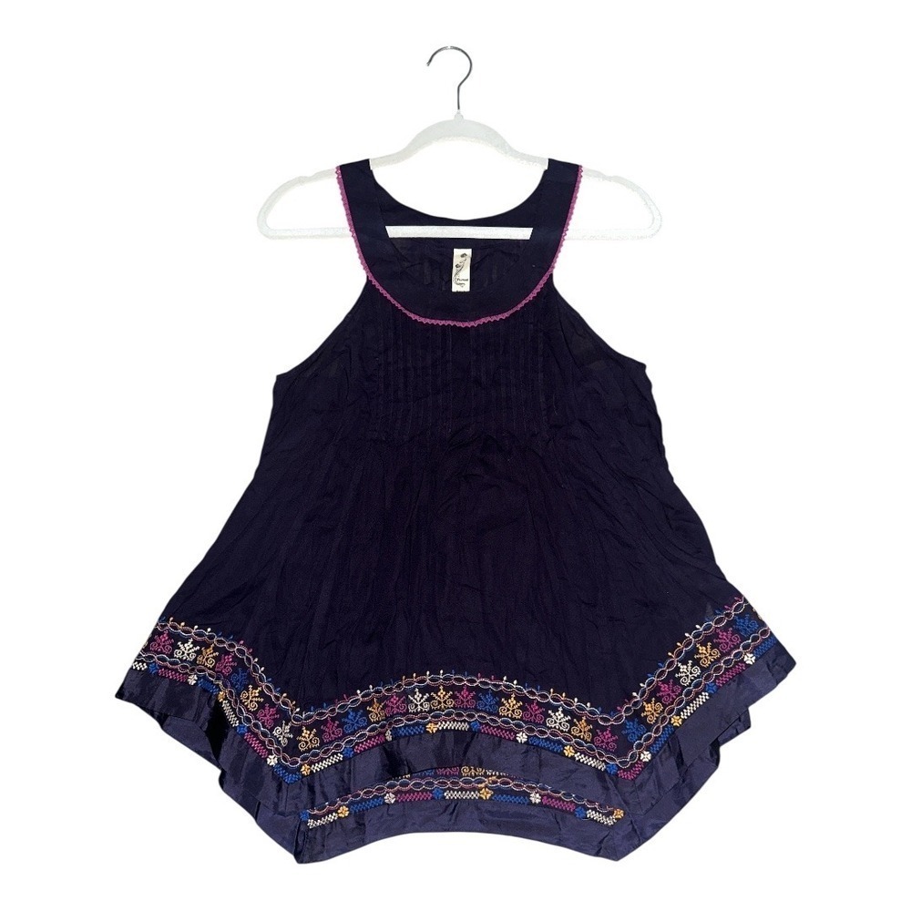 Floreat‎ Anthropologie Purple Embroidered Halter Neck Top, Size 2
